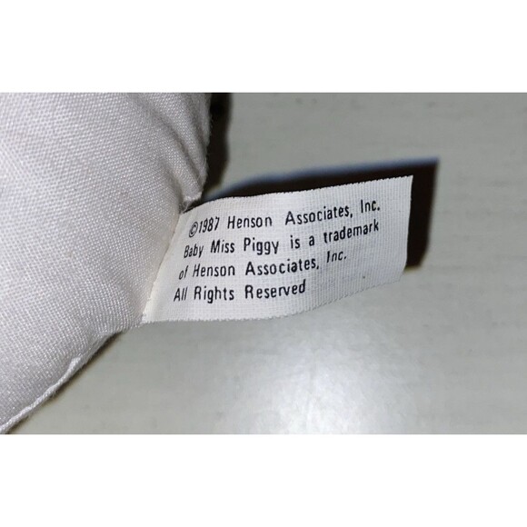 VINTAGE 1987 MUPPET BABY MISS PIGGY PLUSH 10" STUFFED ANIMAL JIM HENSON - Picture 6 of 6